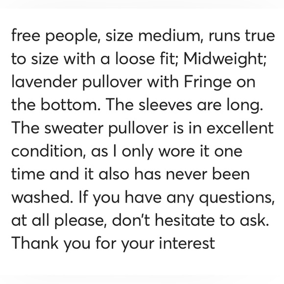 Free People boho fringe sweater pullover size a medium lavender - Picture 14 of 14